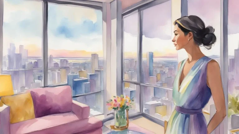 a woman happy with the life she manifested trough her intenions