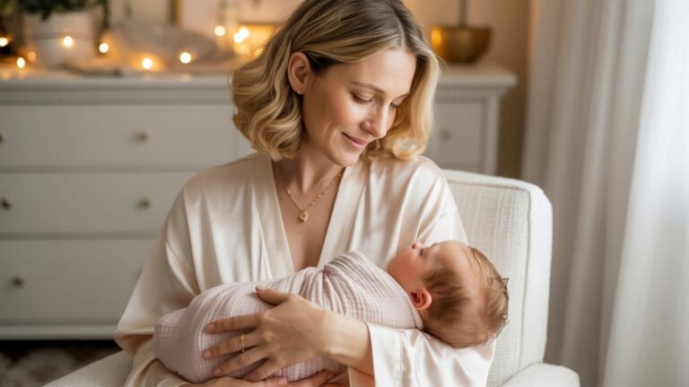 A woman with the baby she manifested