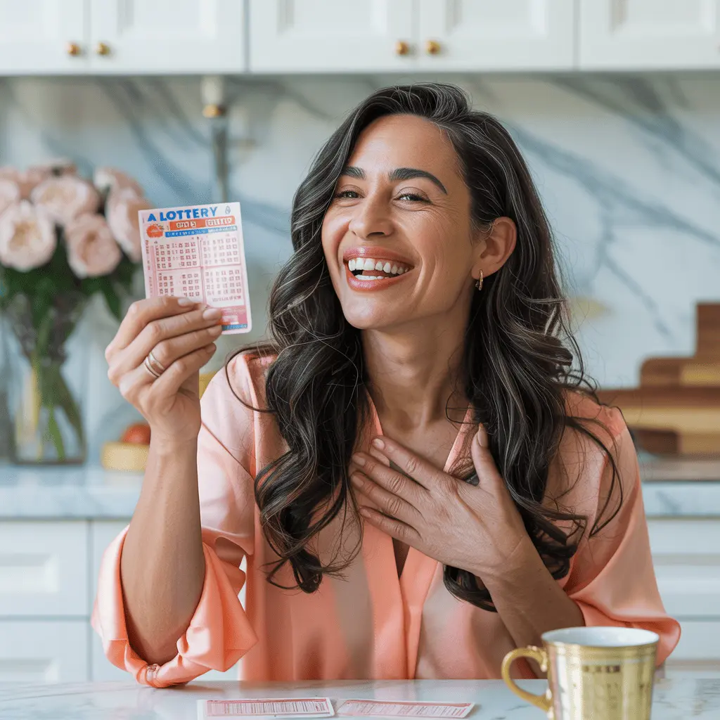 a woman celebrating her lottery win she manifested