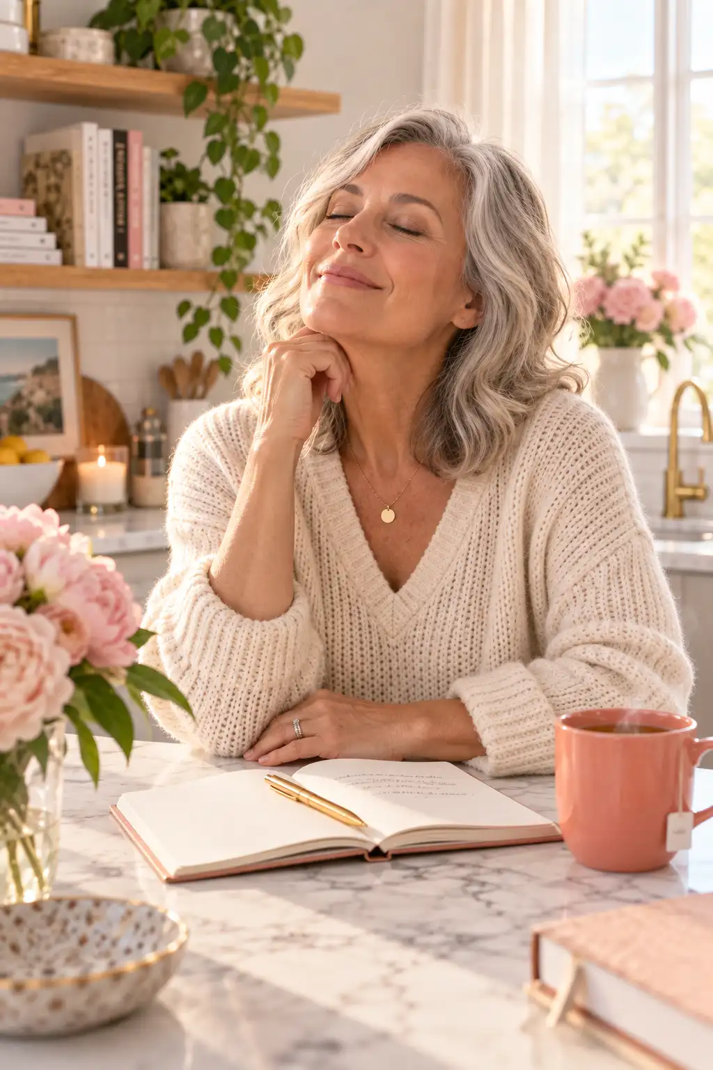 woman practicing morning gratitutde
