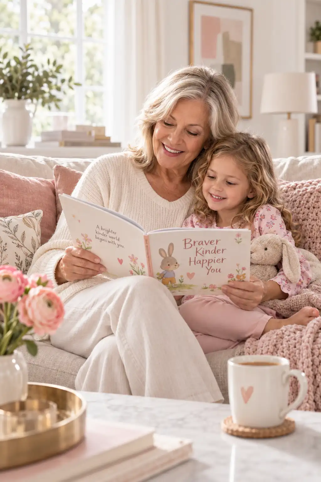 a woman manifesting good blessings for her grand child