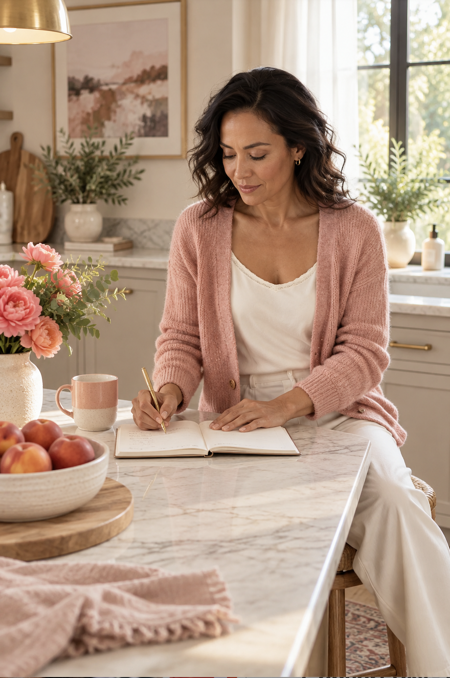 woman writing into her manifestation journal
