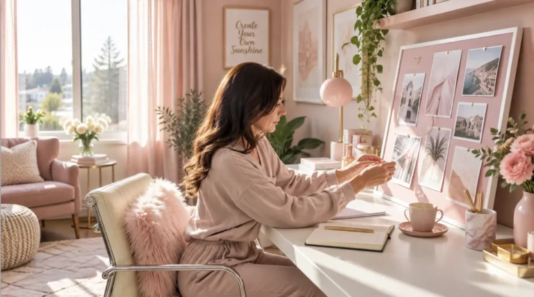 woman creating a vision board