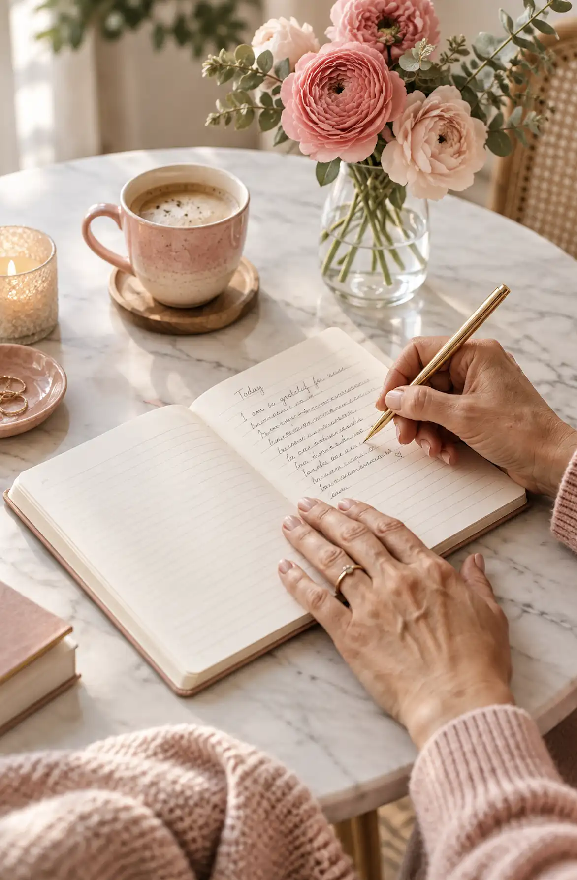 woman scripting in a journal