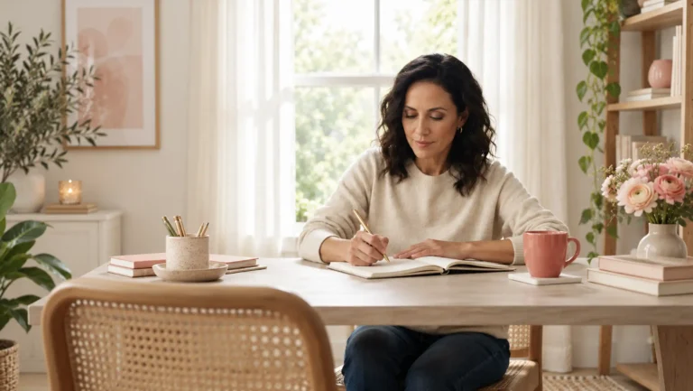 a woman doing the 33x3 manifestation method in her manifestation journal