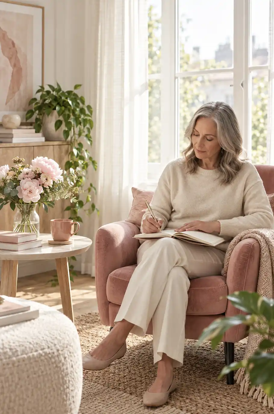 a woman reflecting on her abundance blocks for manifestation