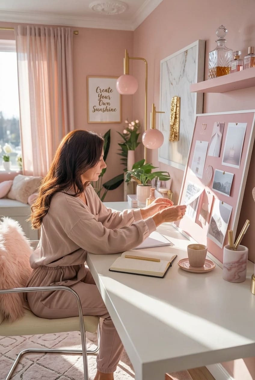woman creating a vision board